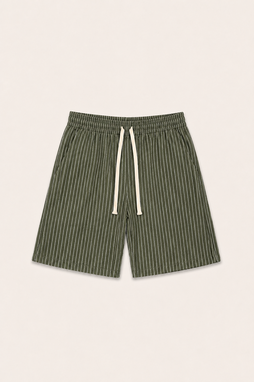Vilero Cotton Striped Short Green