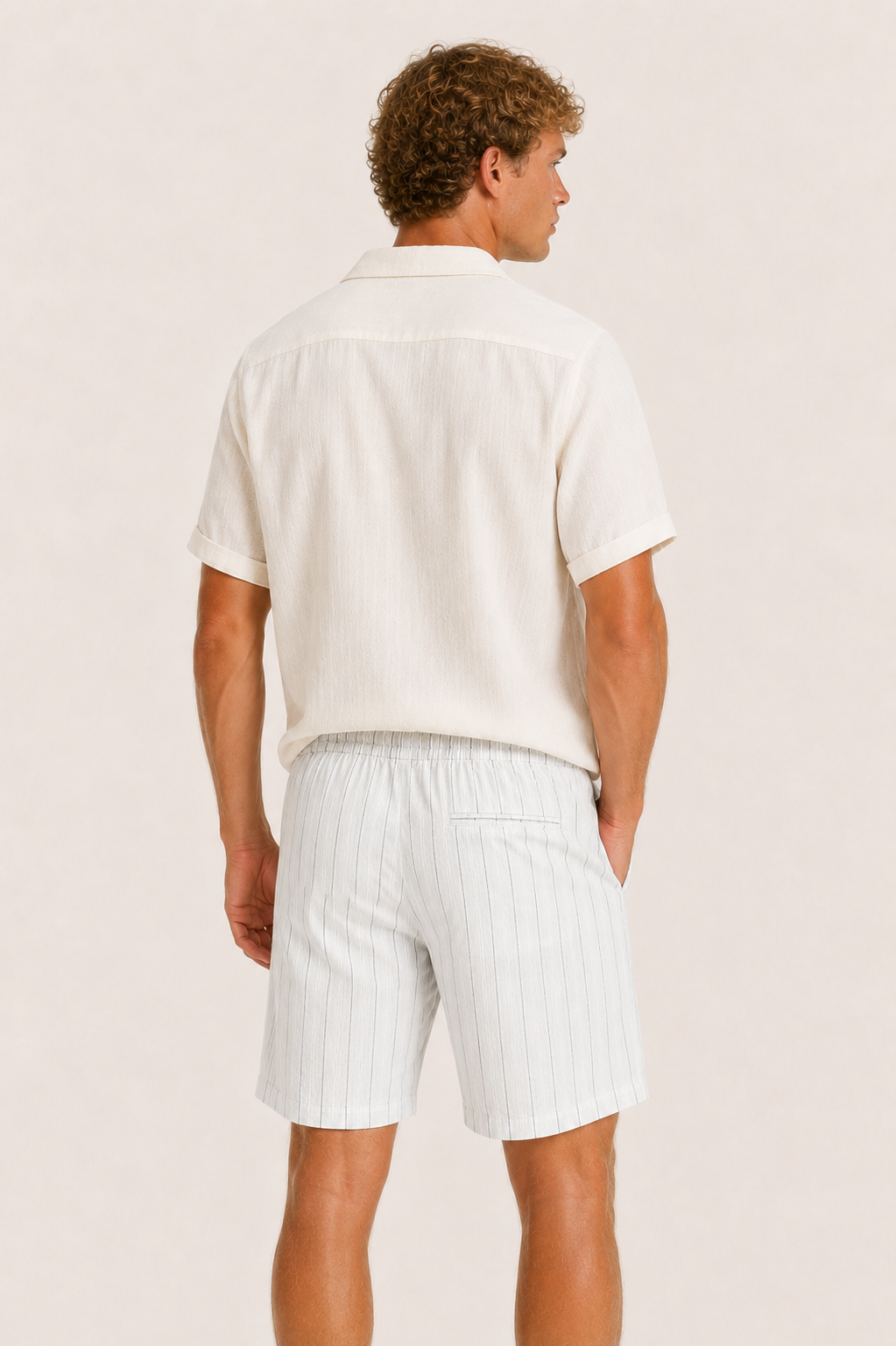 Nerivo Linen Striped Short White