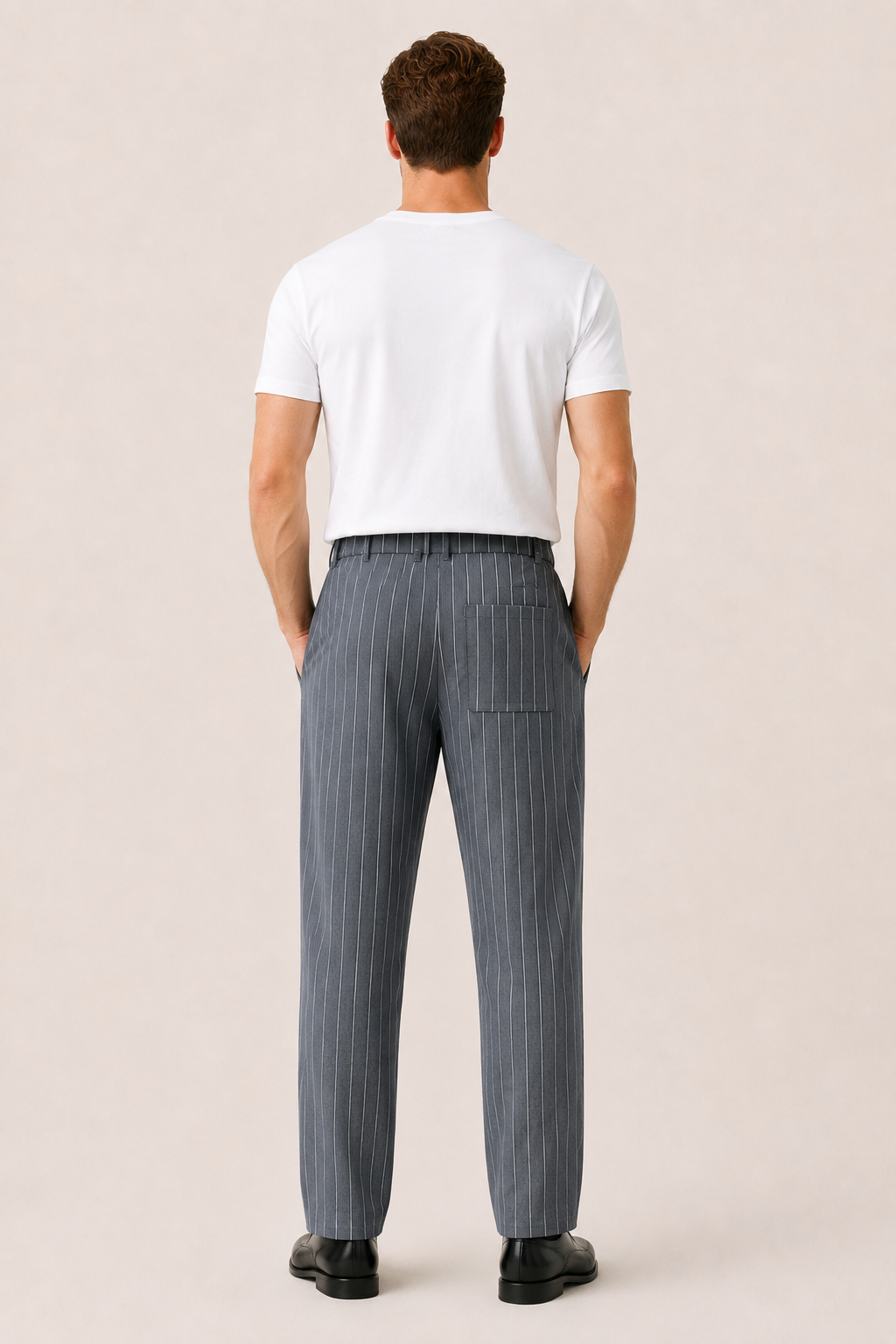 Borelo Linen Striped Trousers Grey
