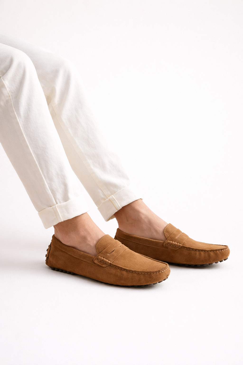 Suede Driver Loafers Brown