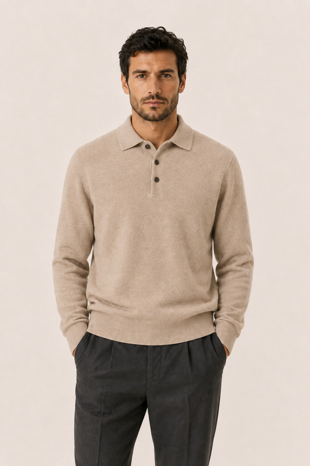 Avarel Wool Polo Knit Beige