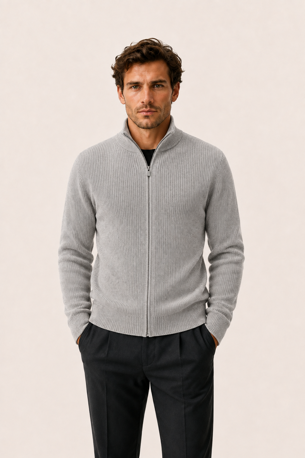 Arelon Zip Knit Grey