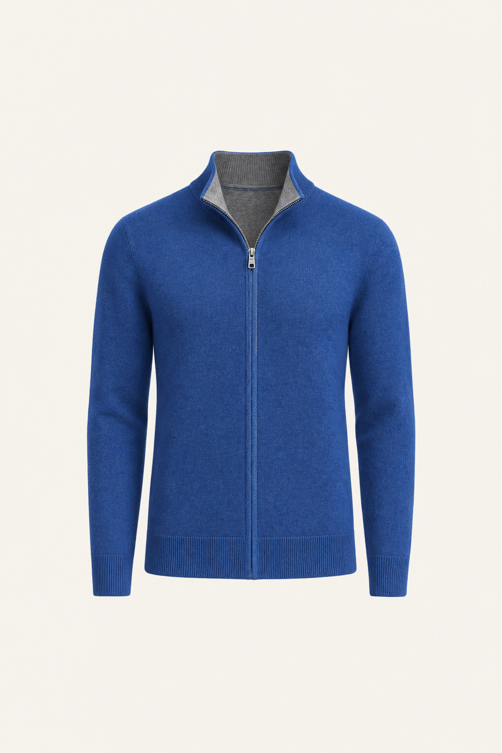 Sivaro Cashmere Reversible Zip Knit Blue & Grey