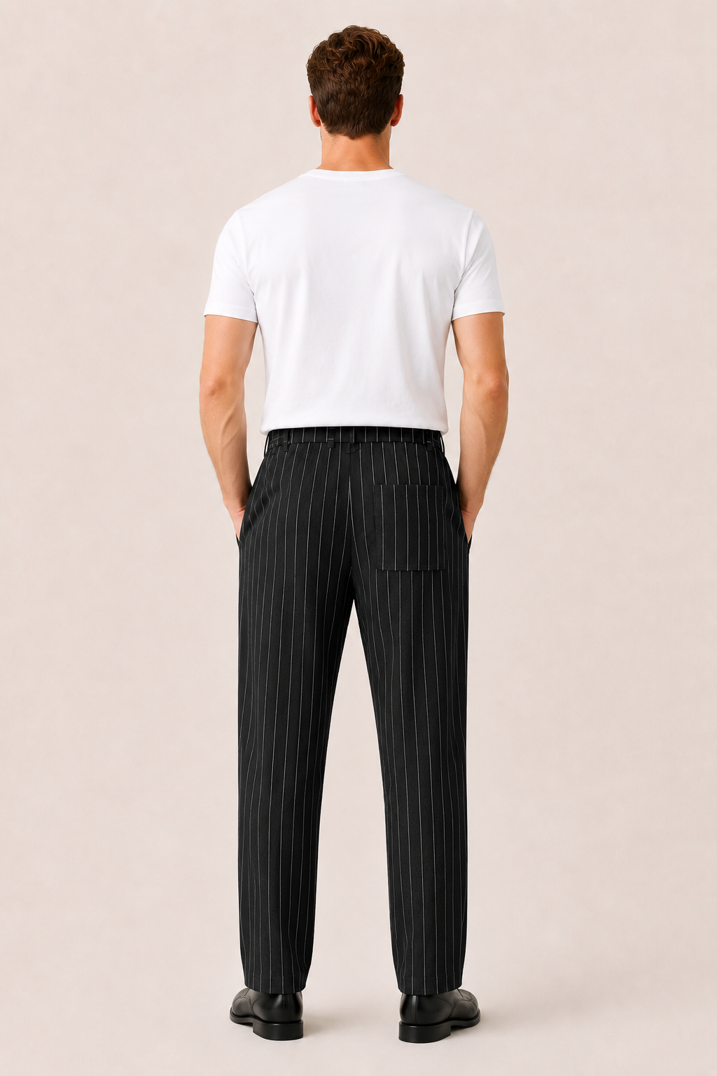 Borelo Linen Striped Trousers Black