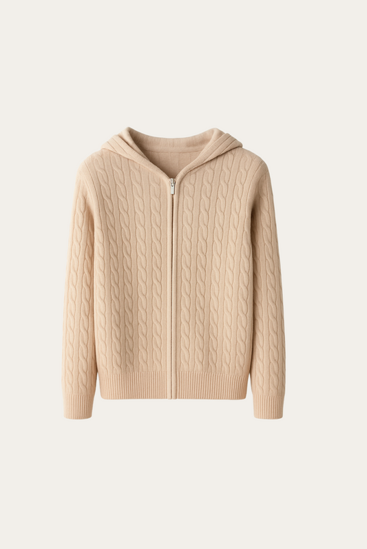 Beige Cashmere Zip Jacket