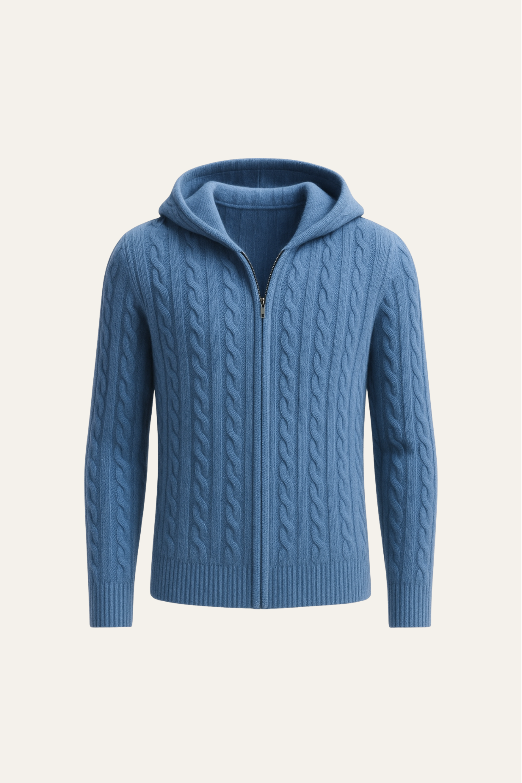 Avero Hooded Cable Knit Blue