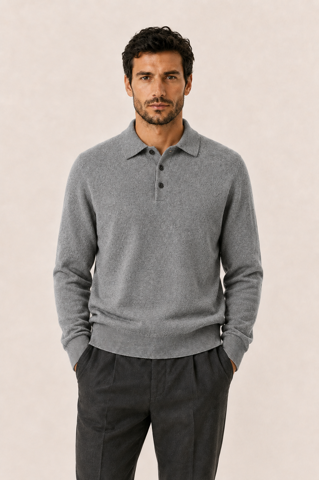 Avarel Wool Polo Knit Grey