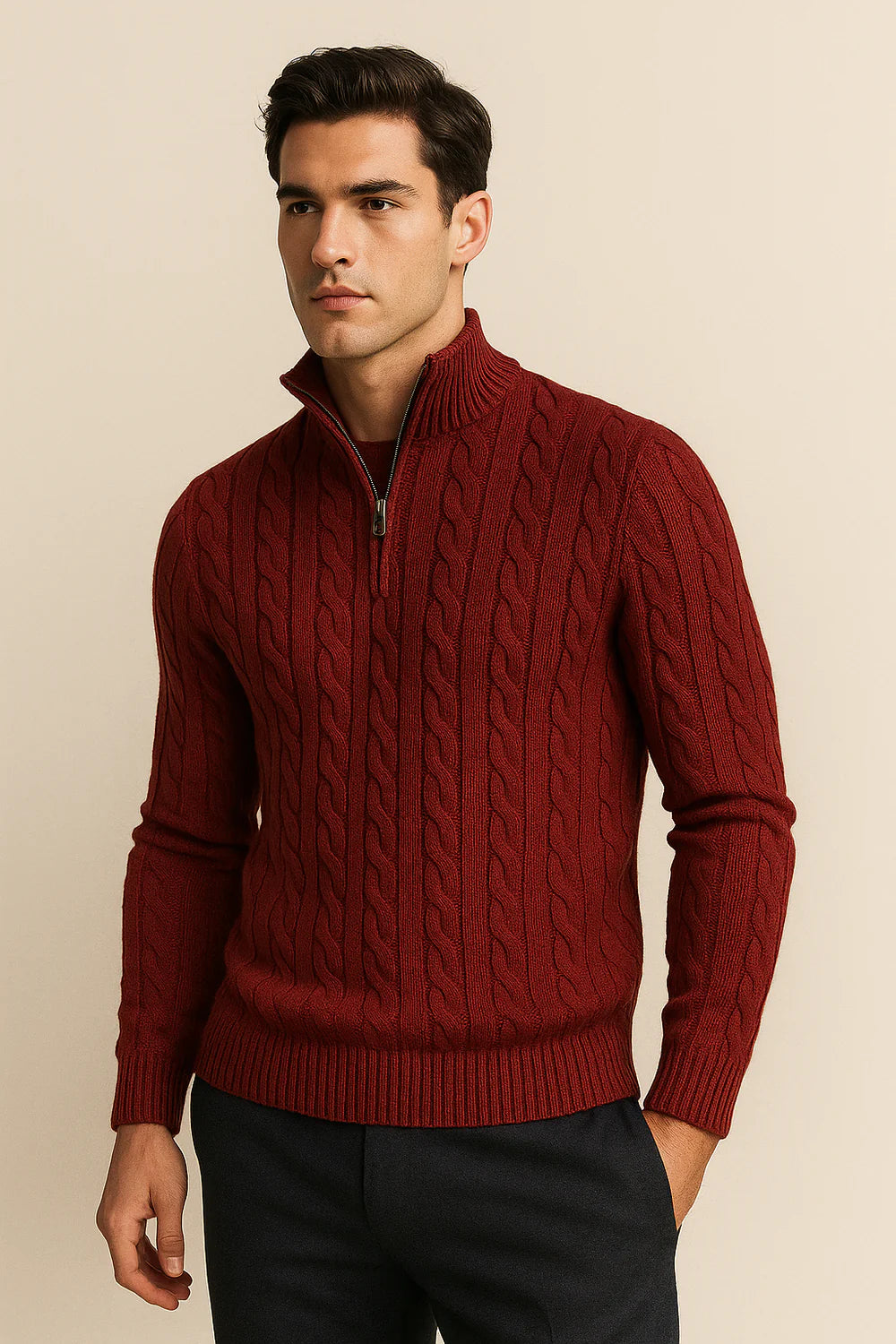 Tilano Cable Knit Burgundy