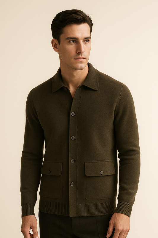 Silavo Cashmere Cardigan Olive Green