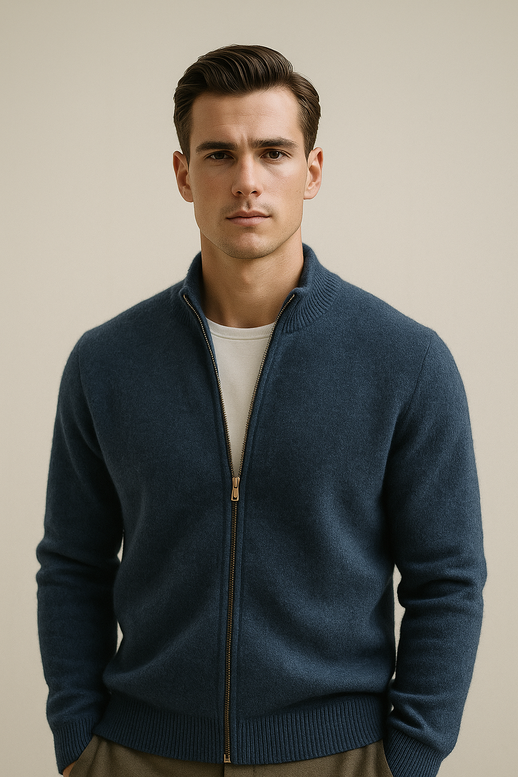 Vaniro Cashmere Cardigan Blue