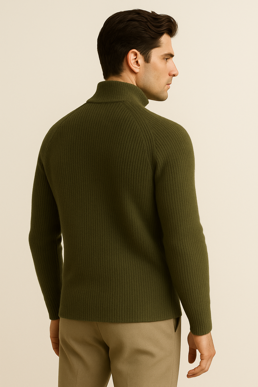Selano Wool Zip Knit Olive