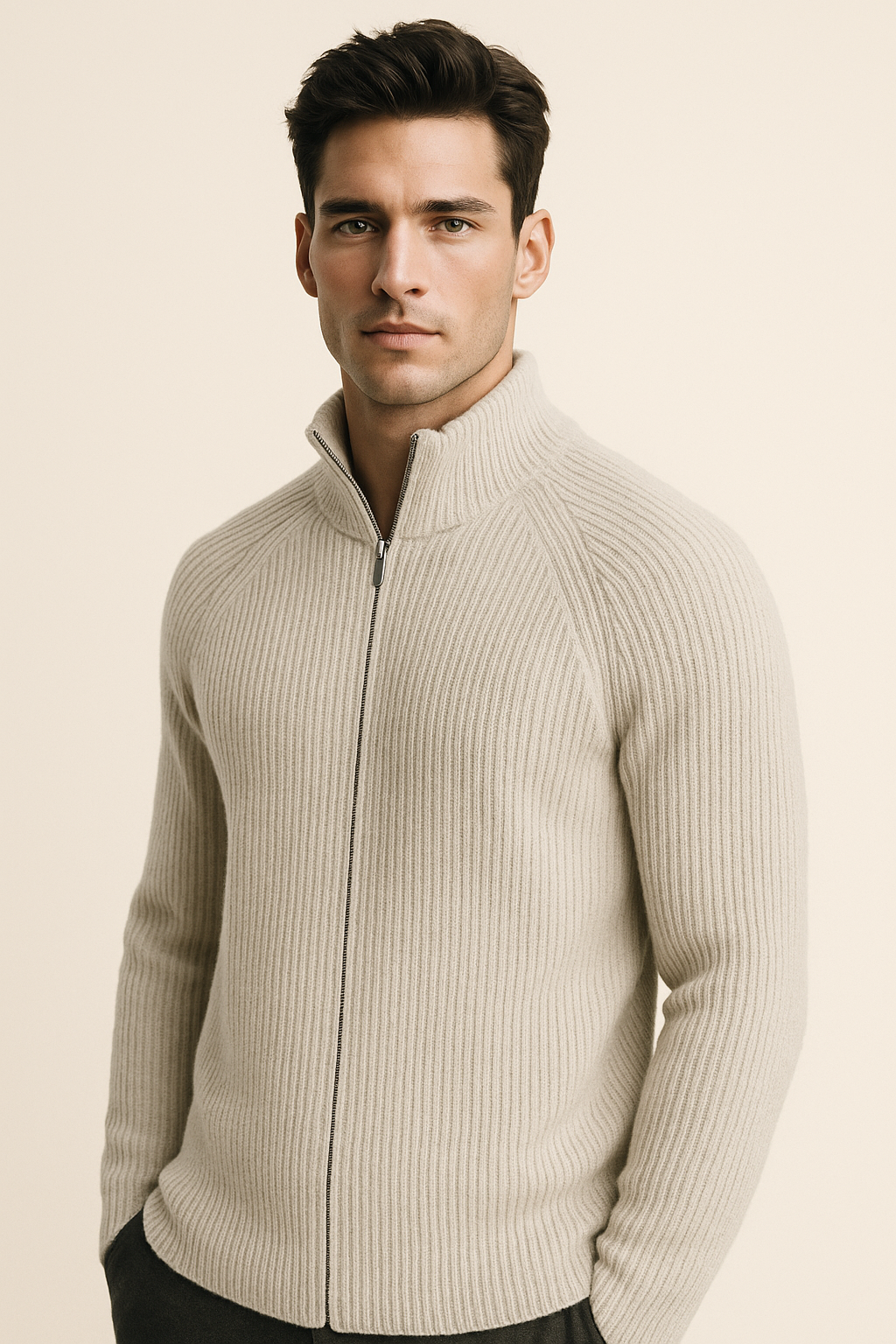 Selano Wool Zip Knit Grey