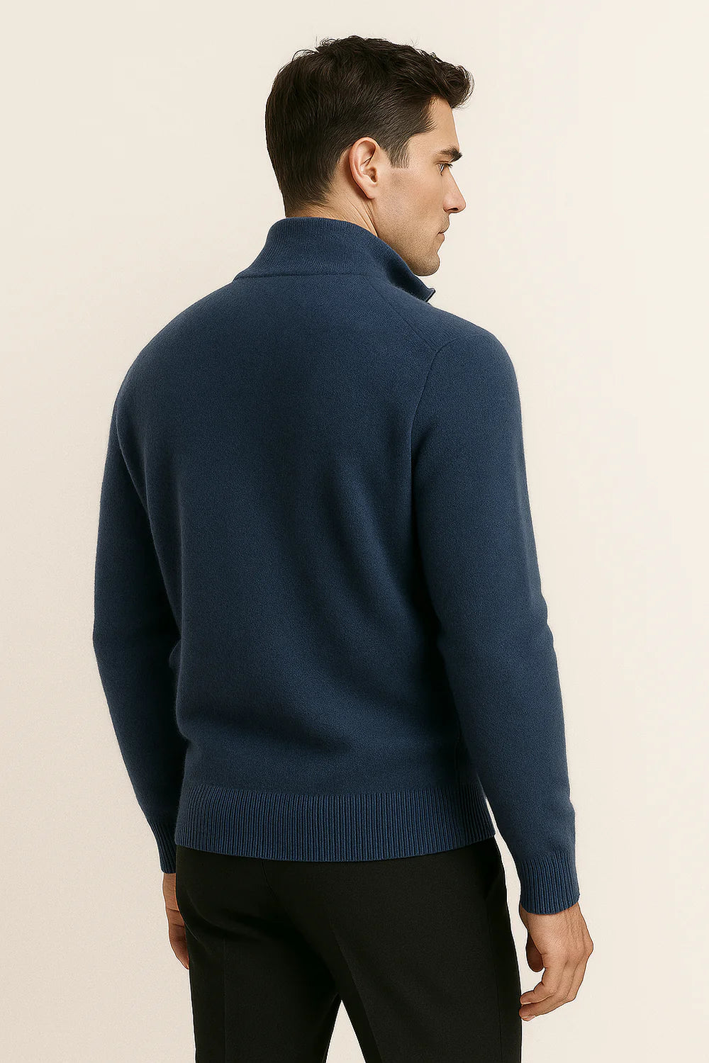 Sivaro Reversible Cashmere Zip Knit Navy & Grey