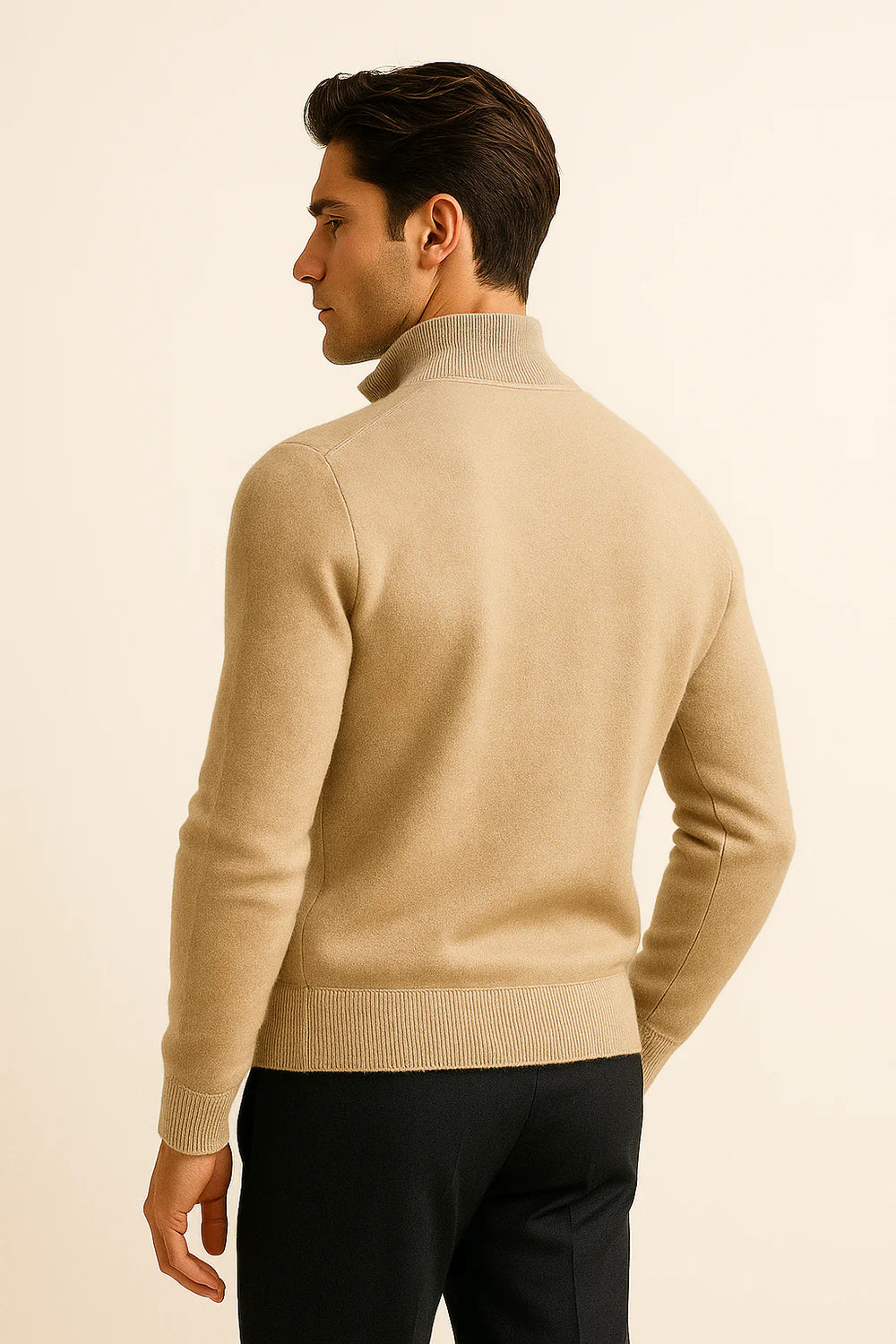 Sivaro Reversible Cashmere Zip Knit Beige & Grey