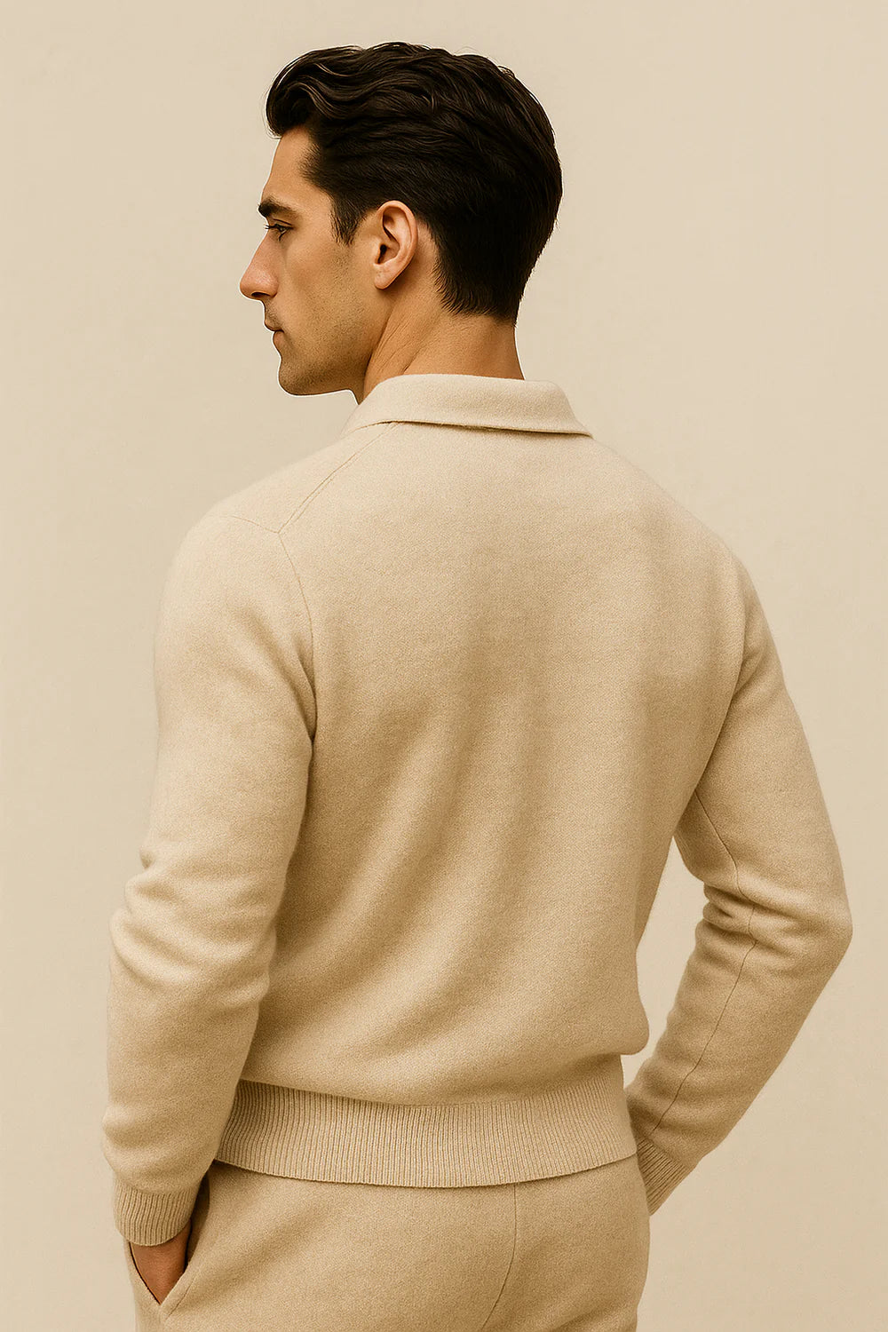 Malero Cashmere Polo Knit Oatmeal