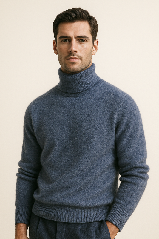 Paravi Cashmere Turtleneck Blue