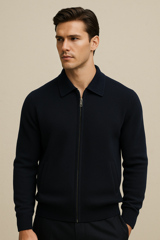 Teravo Merino Zip Sweater Navy
