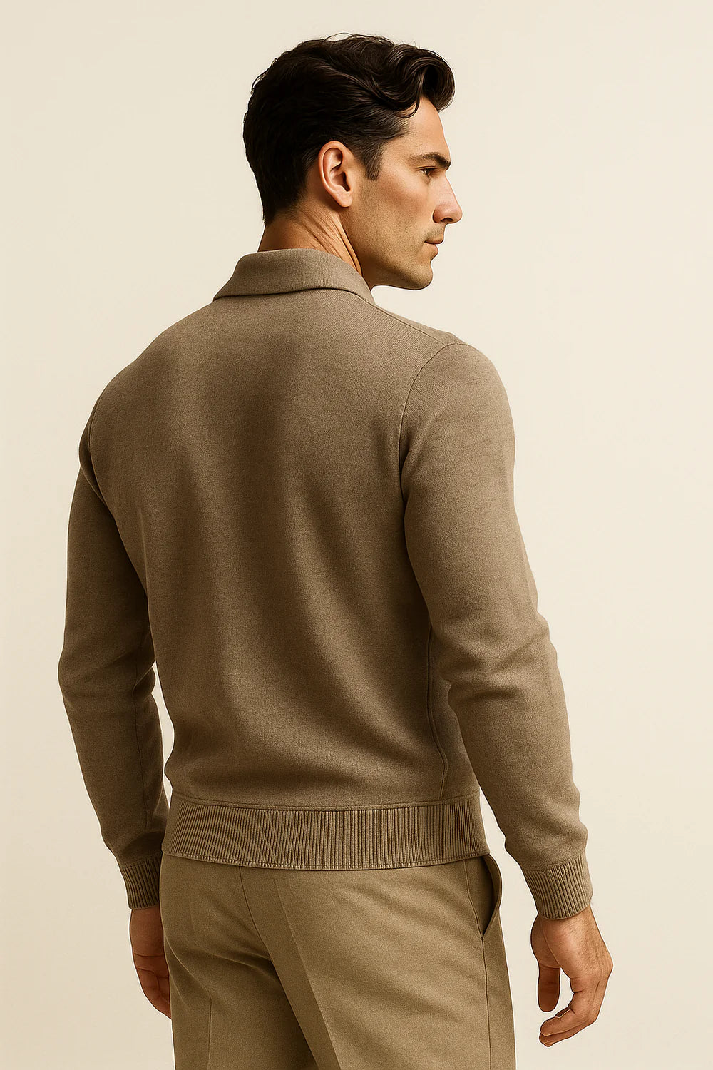 Teravo Merino Zip Sweater Taupe