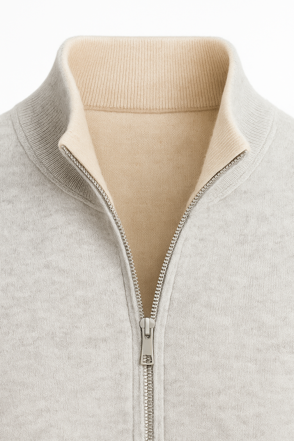 Sivaro Reversible Cashmere Zip Knit Beige & Grey