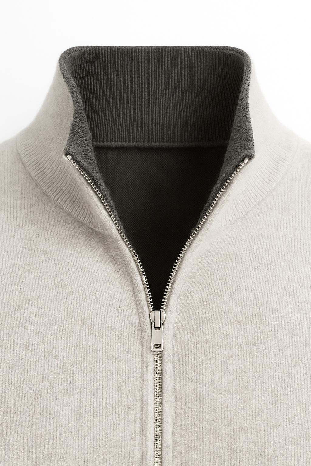 Sivaro Reversible Cashmere Zip Knit Grey & Dark Grey