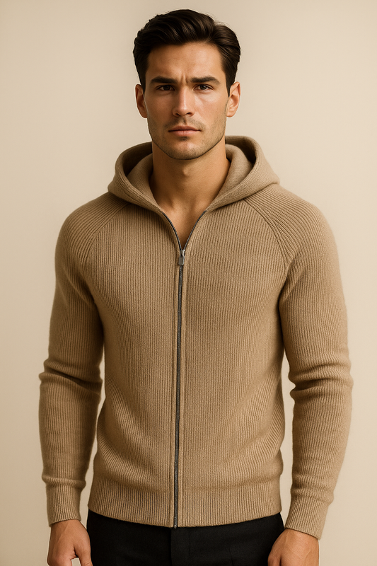 Zelano Merino Hooded Sweater Taupe