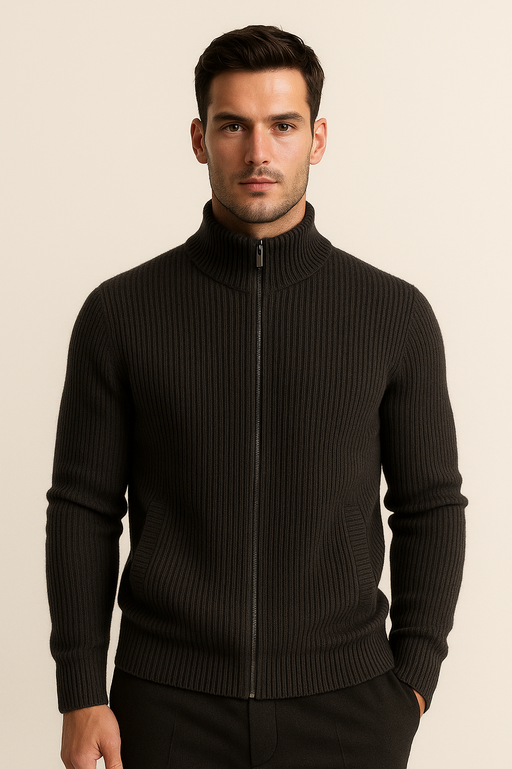 Narivo Merino Zip Knit Black