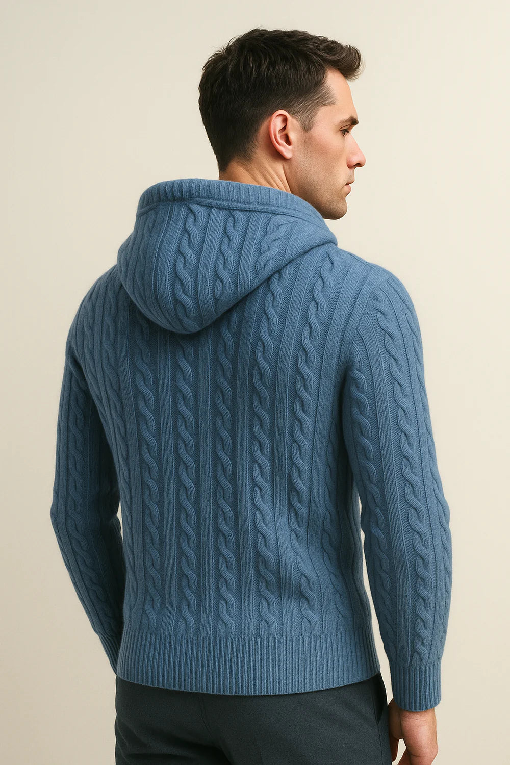 Avero Hooded Cable Knit Blue
