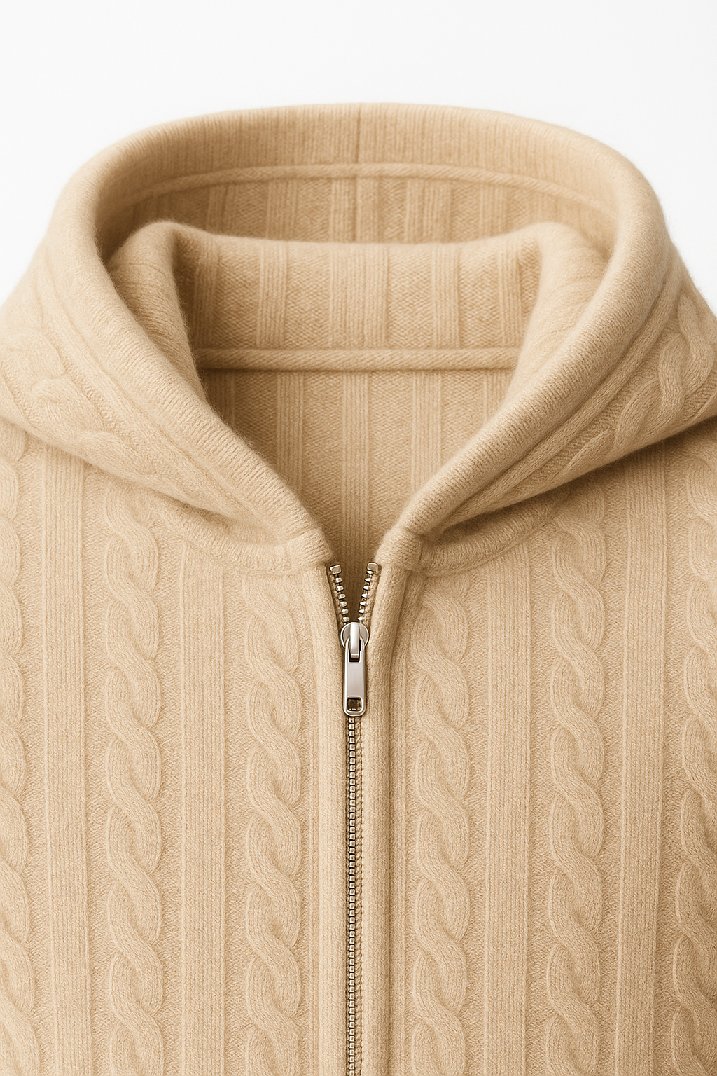 Avero Hooded Cable Knit Beige