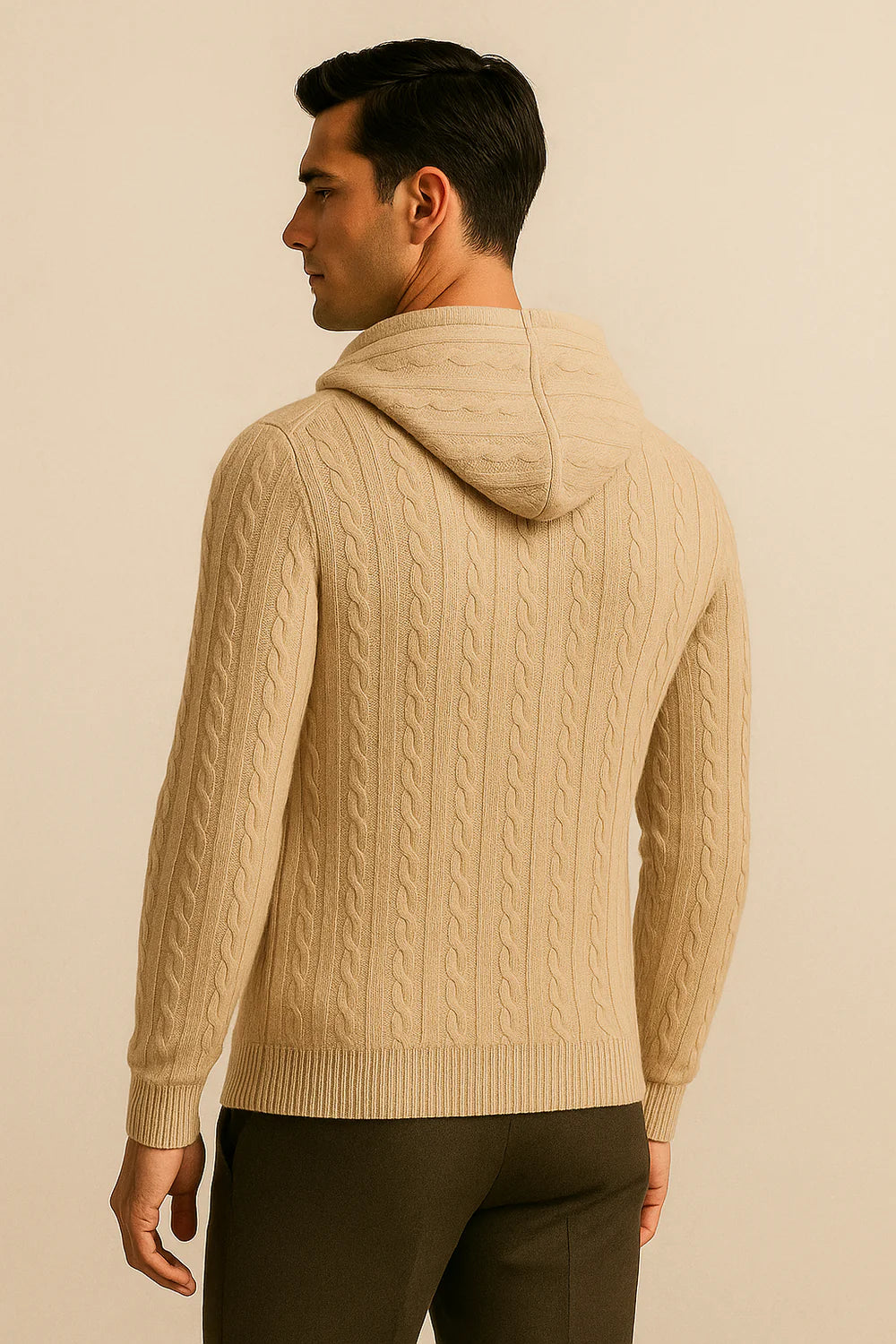 Avero Hooded Cable Knit Beige
