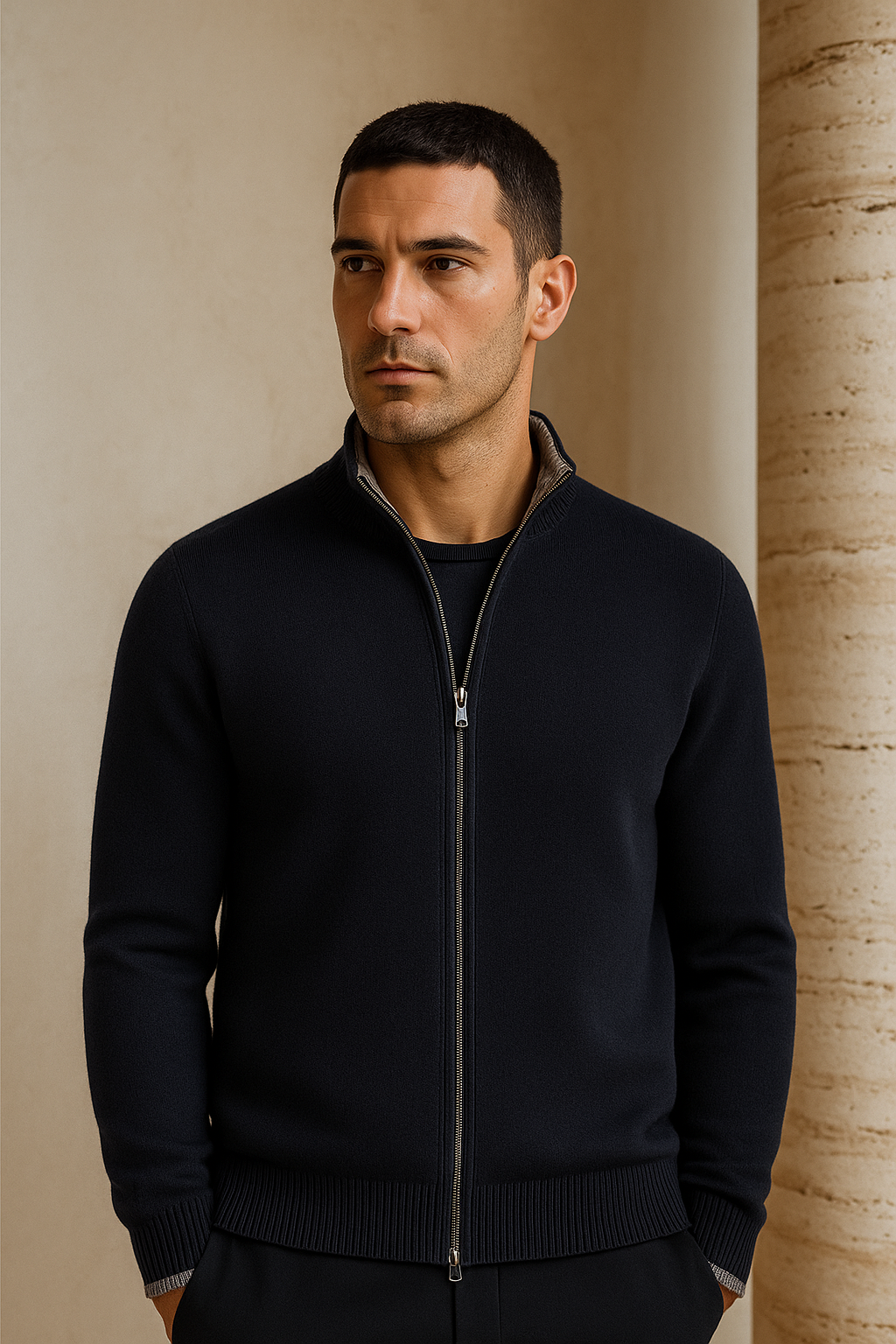 Neviro Zip Cardigan Navy