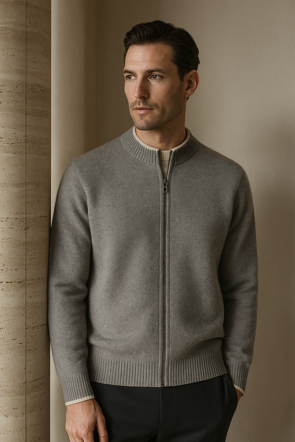 Neviro Zip Cardigan Grey