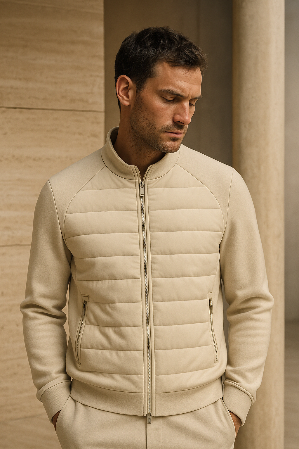 Belaro Padded Wool Jacket Ivory