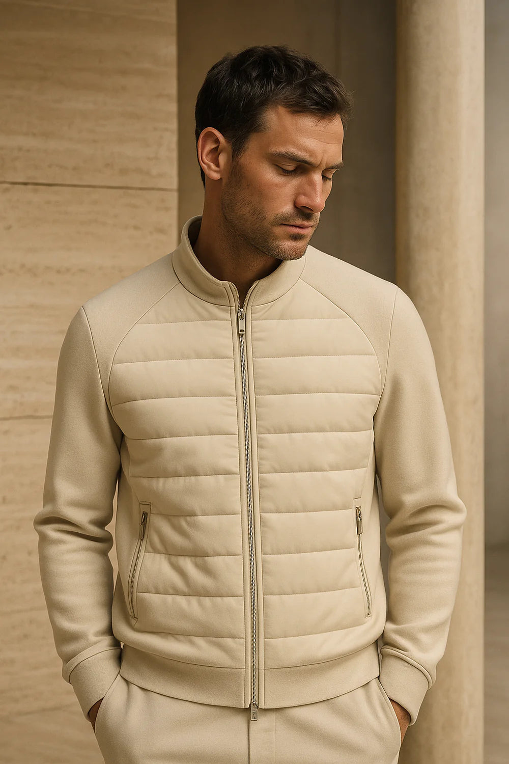 Belaro Padded Wool Jacket Ivory