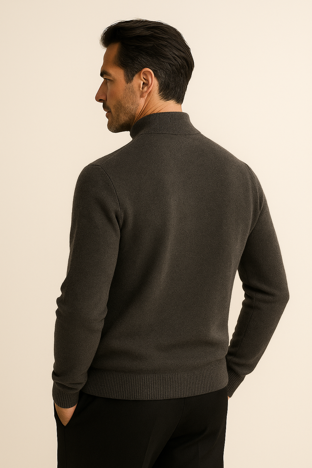 Arelio Mock Neck Knit Dark Grey