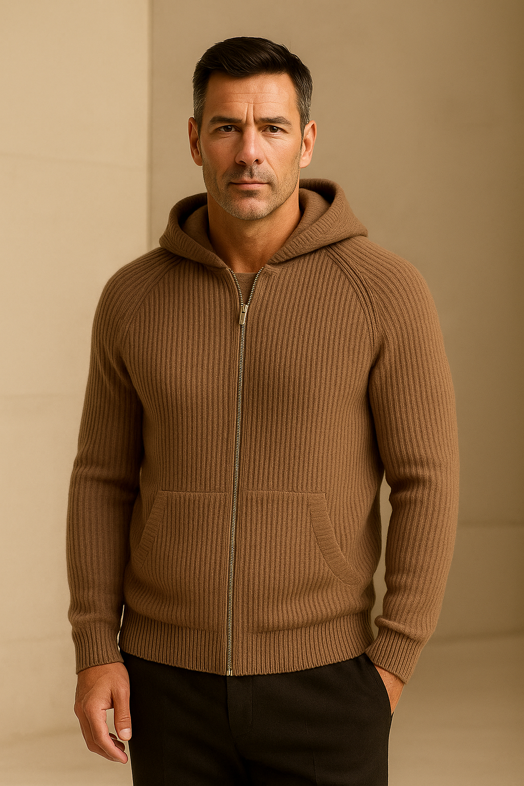 Velani Hooded Knit Brown