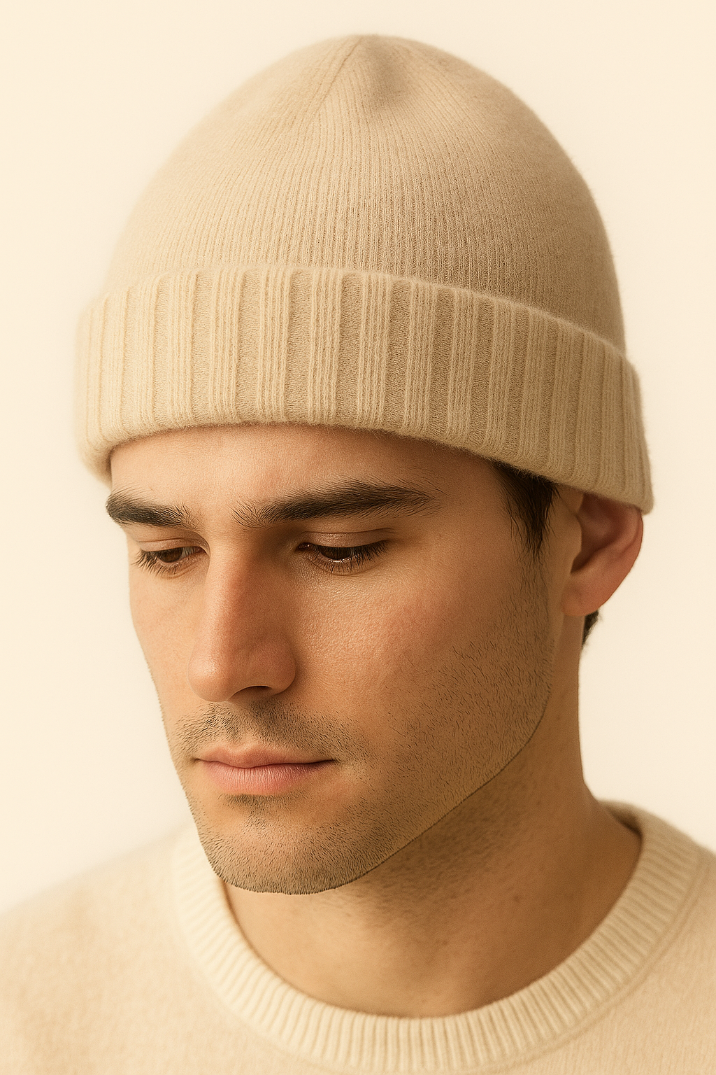 Ivaro Cashmere Beanie Beige