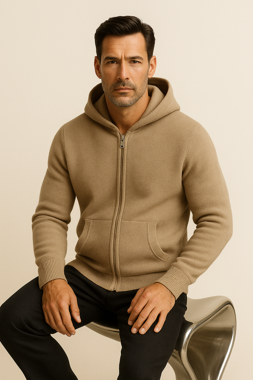 Tonari Hooded Zip Taupe