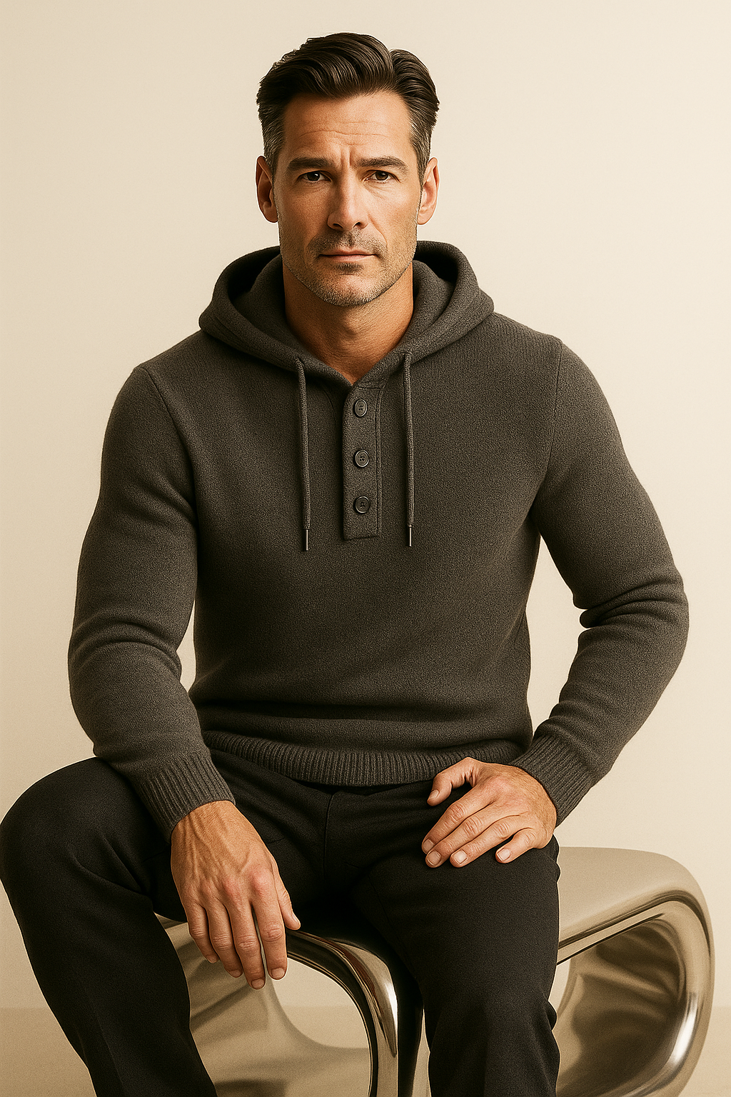Avaro Hooded Knit Dark Grey