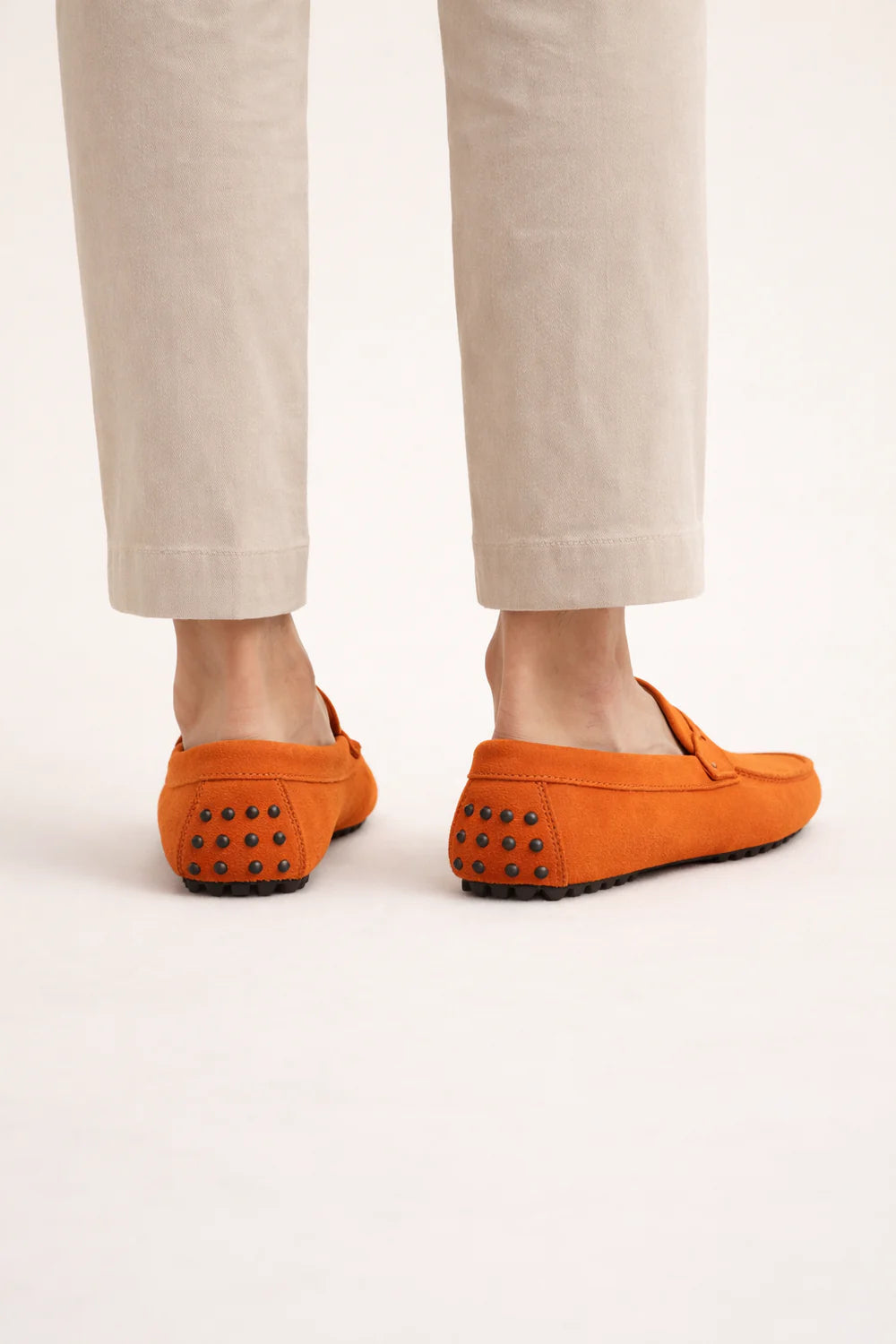 Suede Driver Loafers Orange