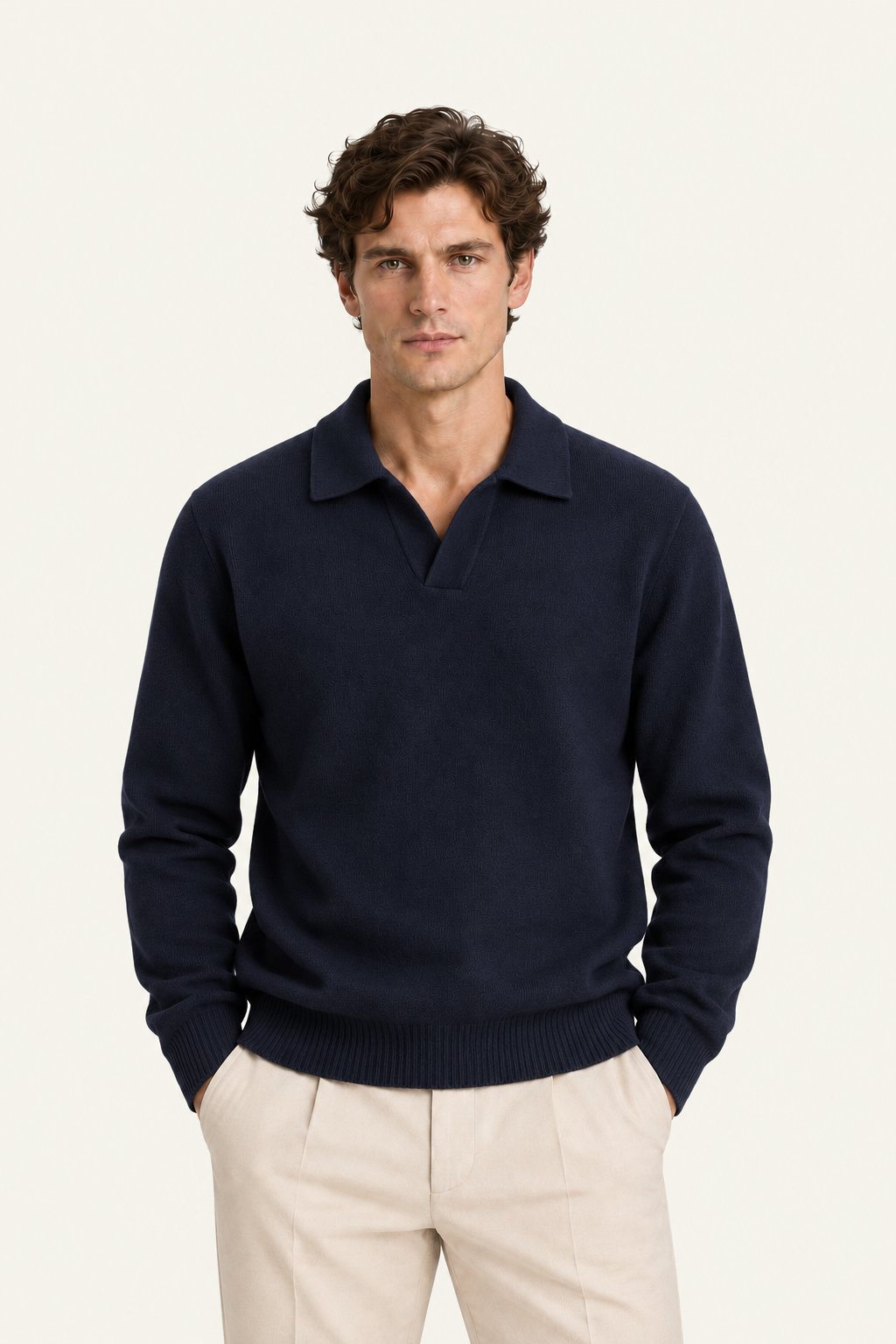 Malero Wool Polo Knit Navy