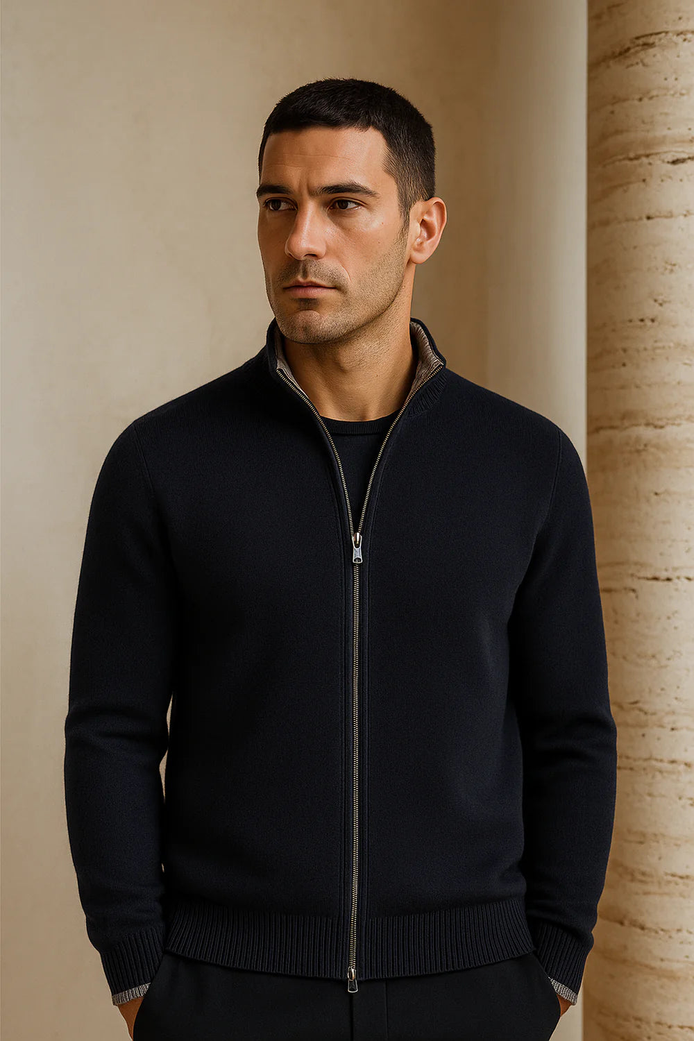 Neviro Zip Cardigan Navy