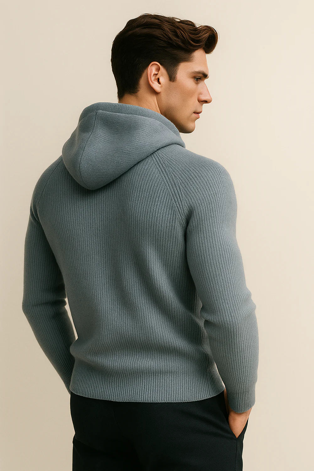 Zelano Merino Hooded Sweater Light Blue