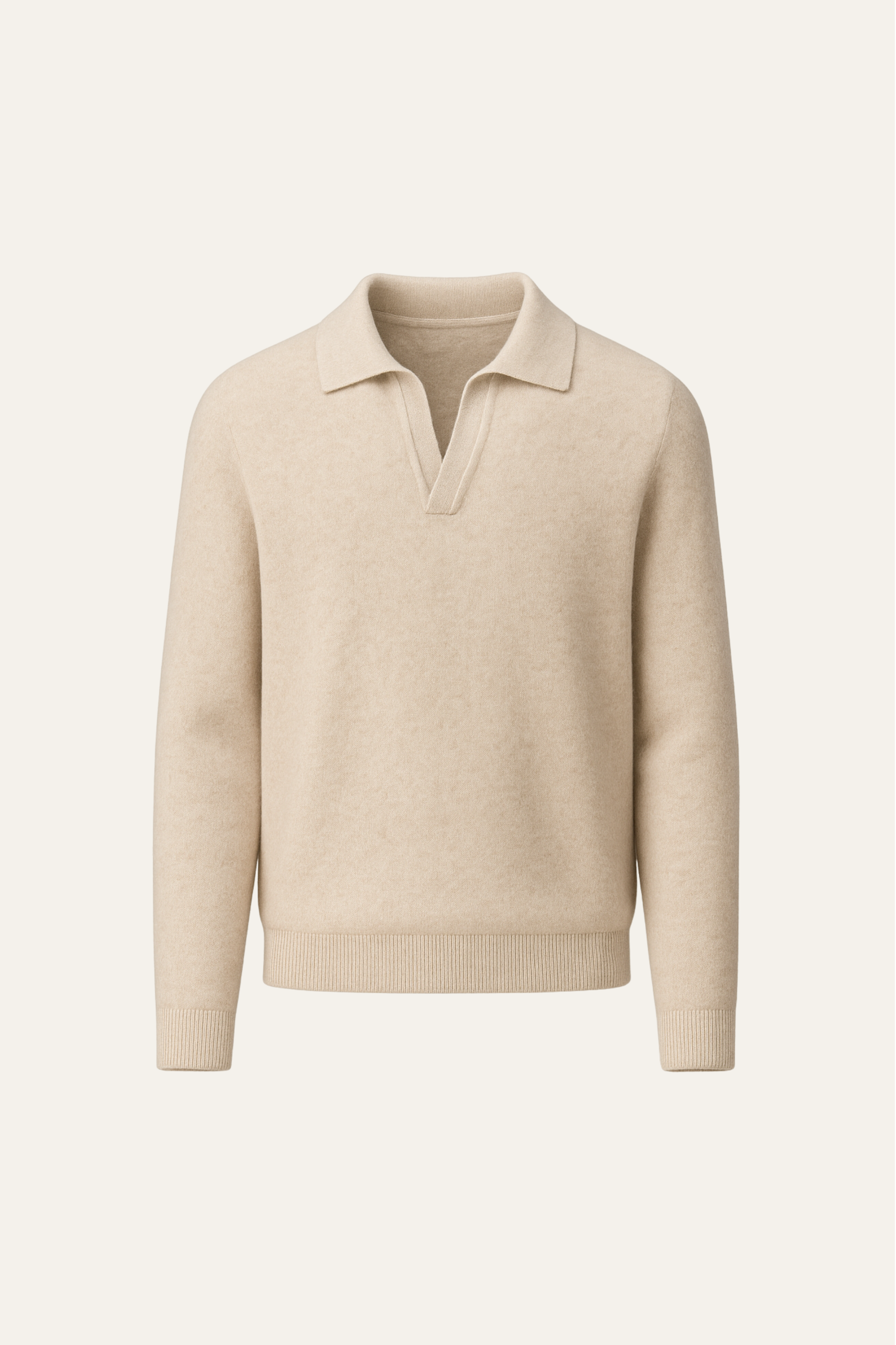 Malero Wool Polo Knit Oatmeal