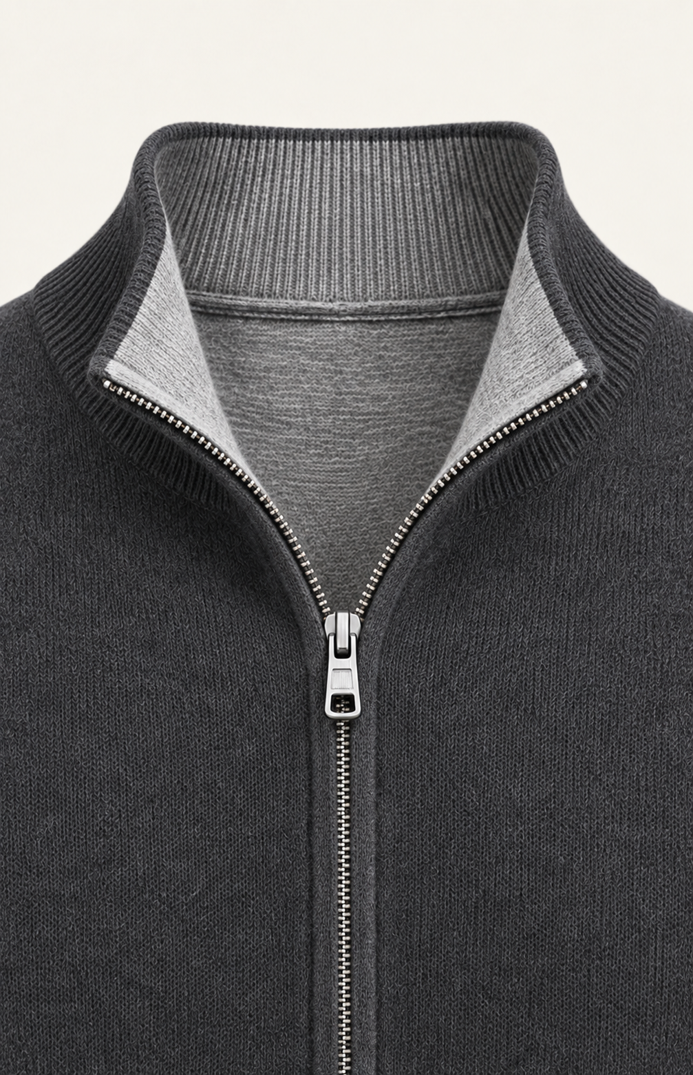 Sivaro Cashmere Reversible Zip Knit Dark Grey & Grey