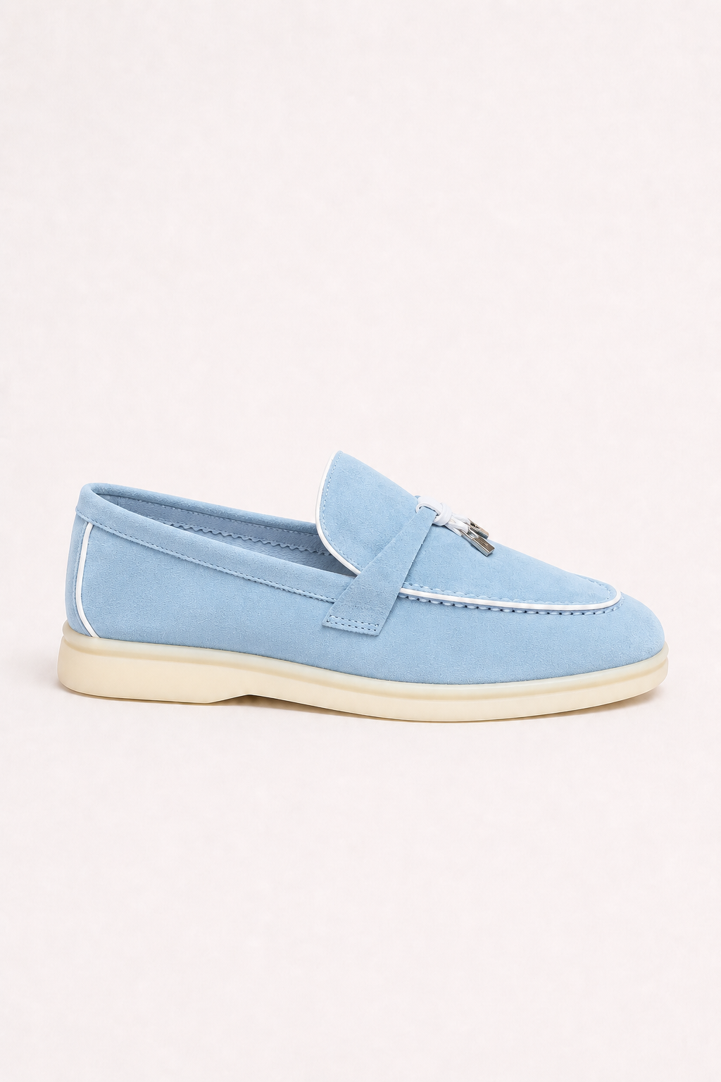 Amari Buckled Loafers Light Blue