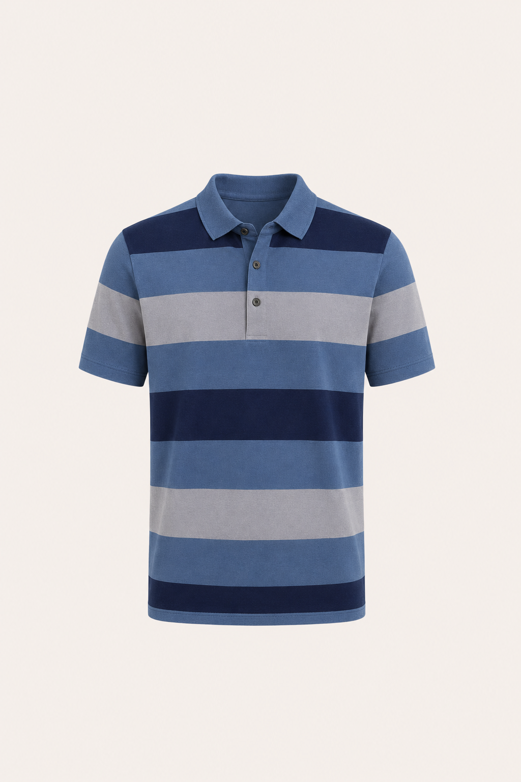 Parello Striped Cotton Polo Blue