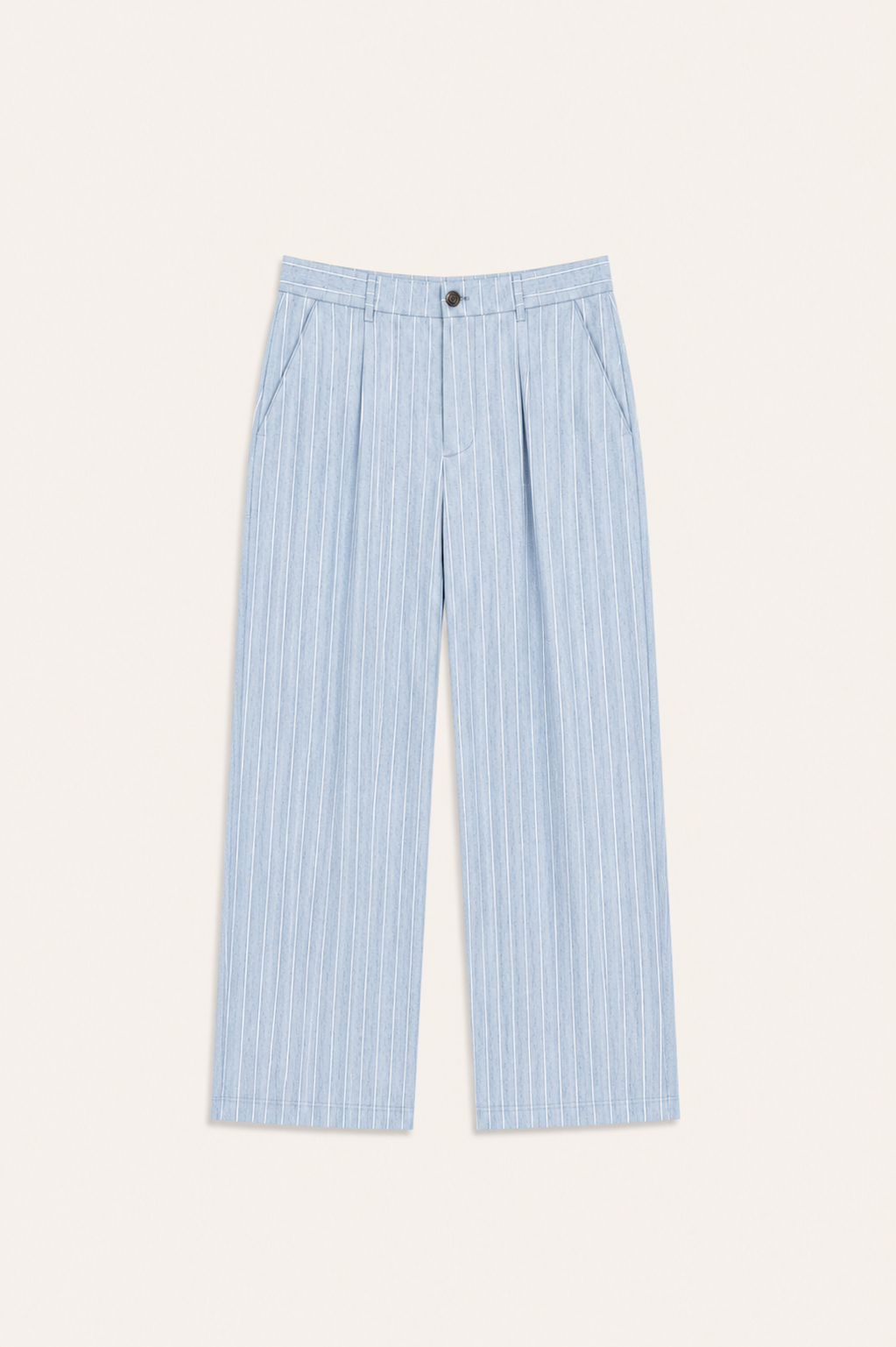 Borelo Linen Striped Trousers Light Blue
