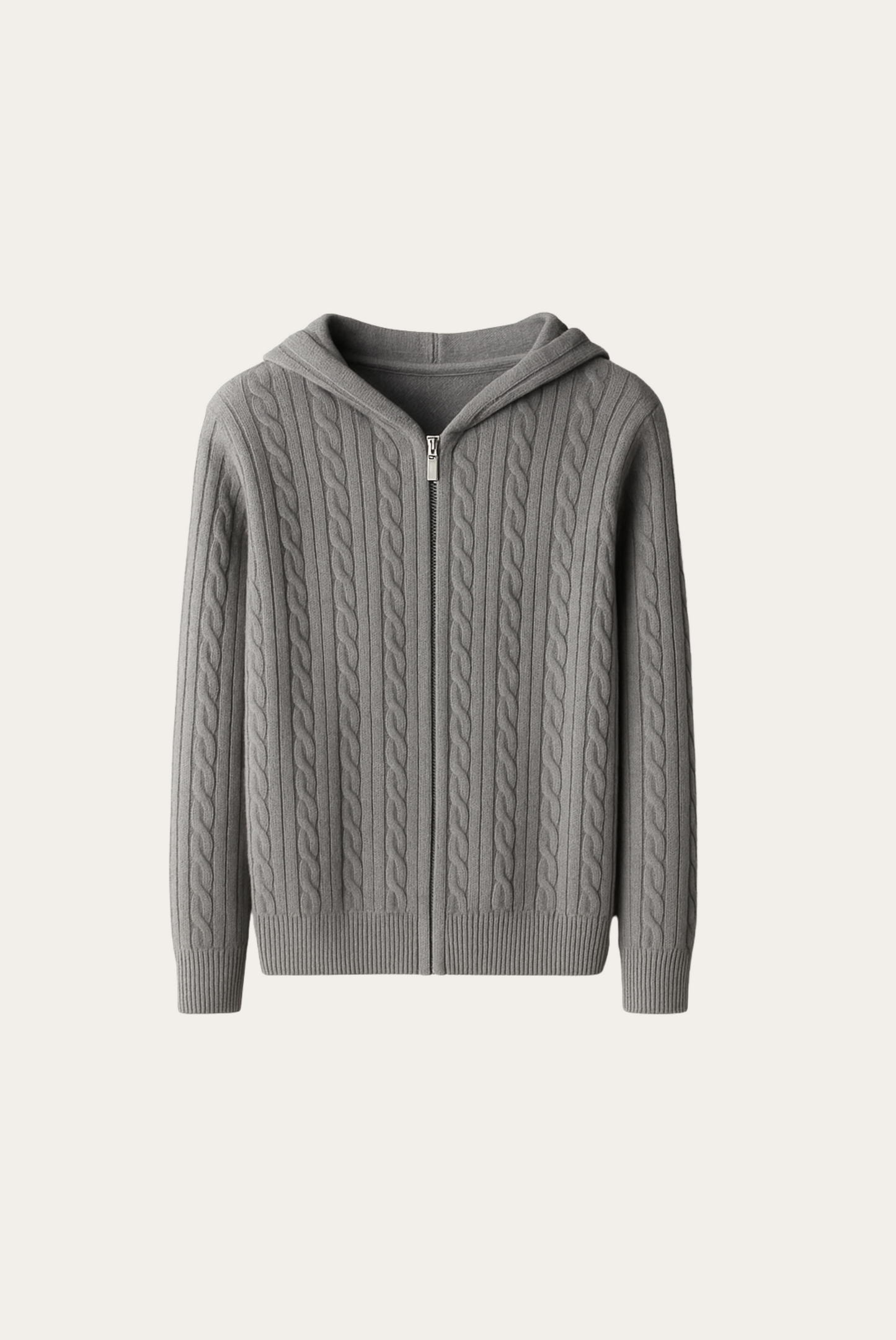 Grey Cashmere Zip Jacket