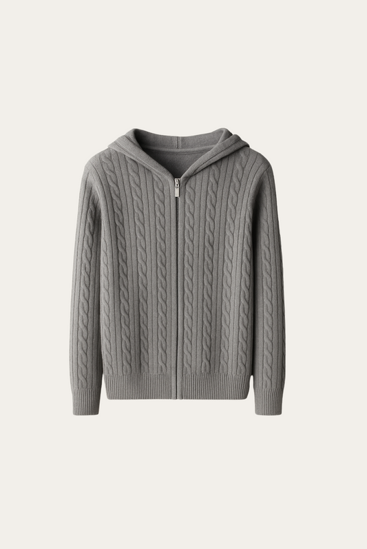 Grey Cashmere Zip Jacket