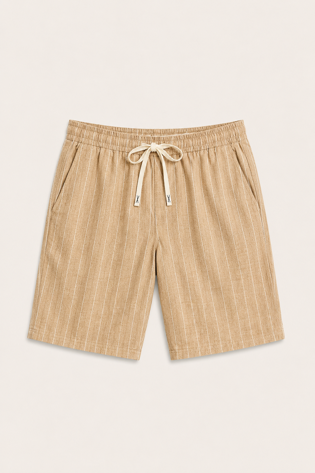 Nerivo Linen Striped Short Khaki